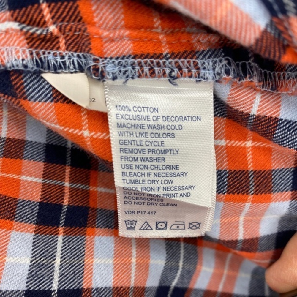 Women’s Nautica Orange & Black Plaid Long Sleeve Button Down‎ Size Medium - Picture 6 of 8